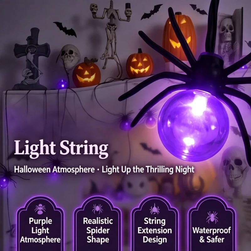 String Light Outdoor - 배터리로 작동하는 거미 모양 LED 스트링