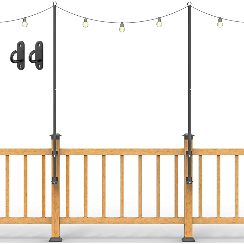 String Light Outdoor - 2팩 스트링 라이트 폴 - 스테인리스