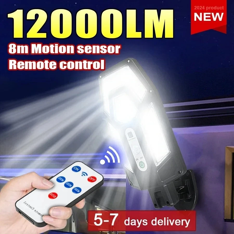 String Light Outdoor - 12000LM 강력한 태양광 벽등 리모컨 포함
