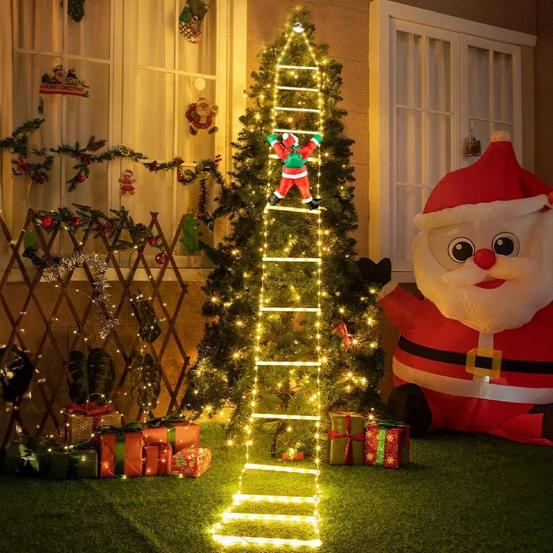 String Light Outdoor - LED 크리스마스 조명 산타클로스 장식 사다리형