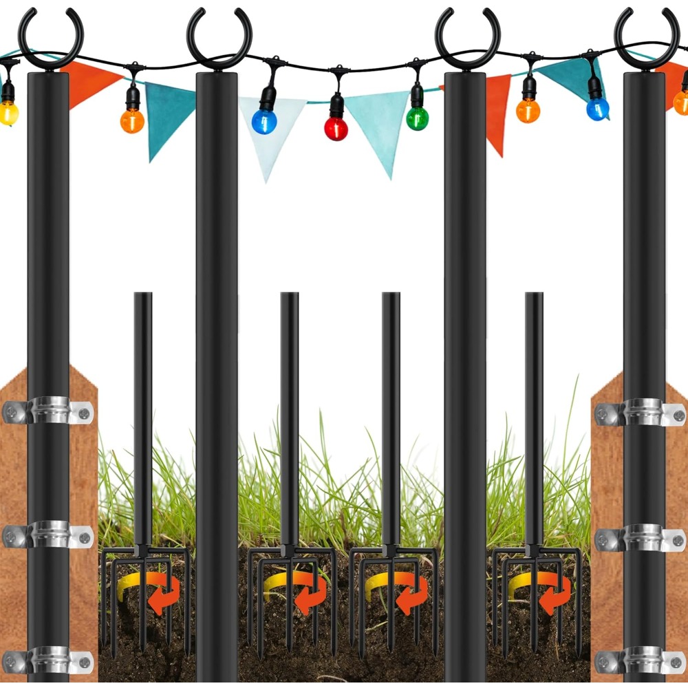 String Light Outdoor - 랜드·보이 4팩 스트링 라이트 폴, 9피트