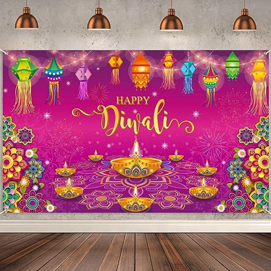 행복한 디왈리 배경 배너 장식, 가정용 벽걸이 장식,  - Lighting Decoration For Diwali 리뷰 및 가격