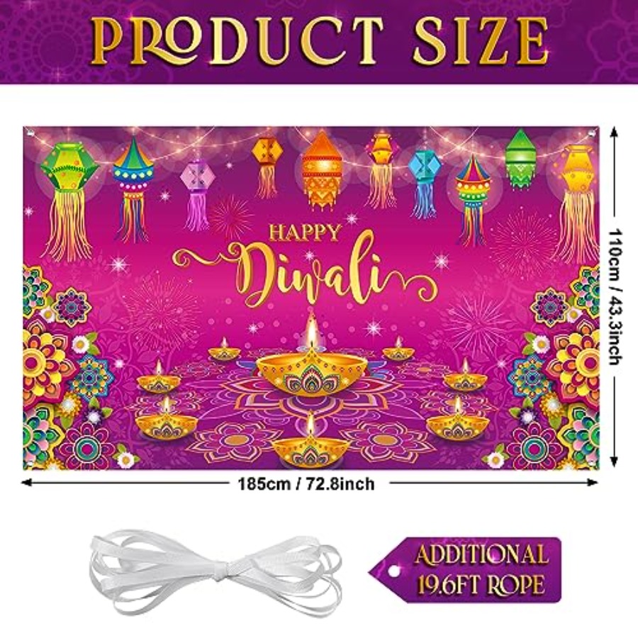 행복한 디왈리 배경 배너 장식, 가정용 벽걸이 장식,  - Lighting Decoration For Diwali 리뷰 및 가격