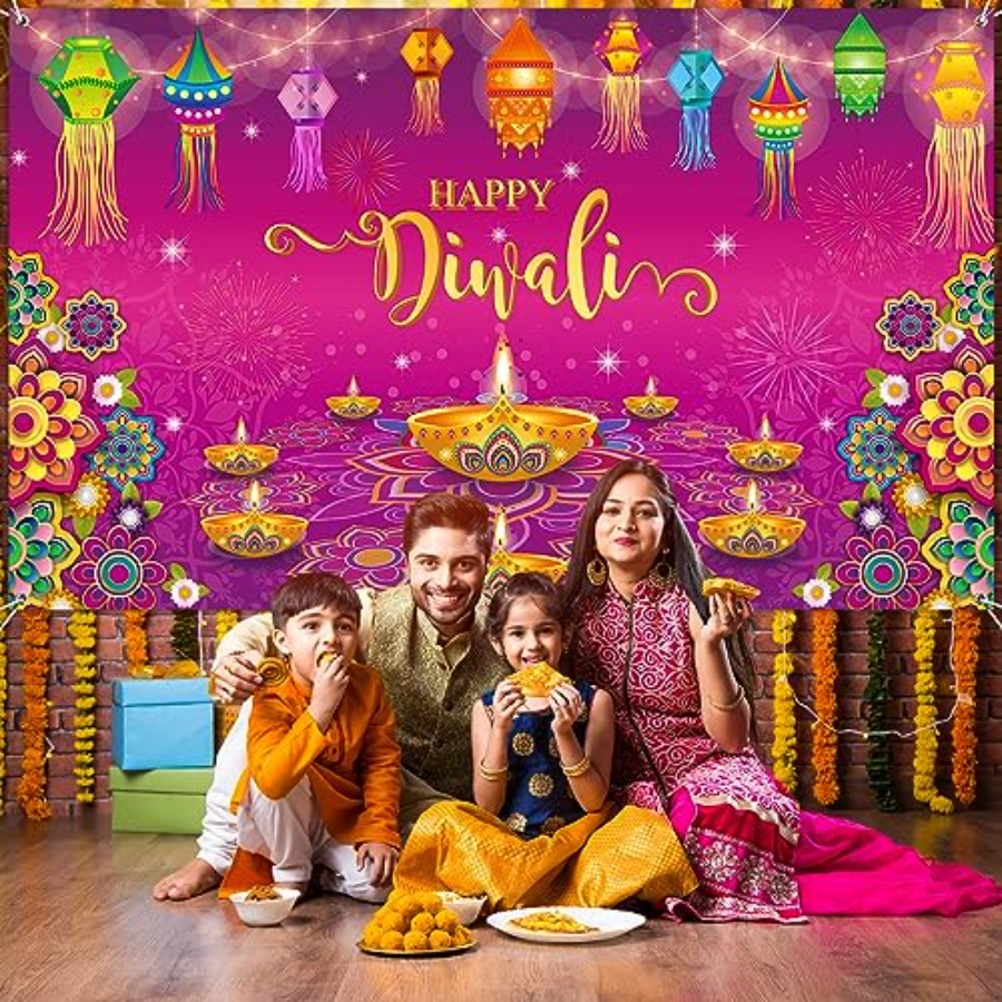 행복한 디왈리 배경 배너 장식, 가정용 벽걸이 장식,  - Lighting Decoration For Diwali 리뷰 및 가격