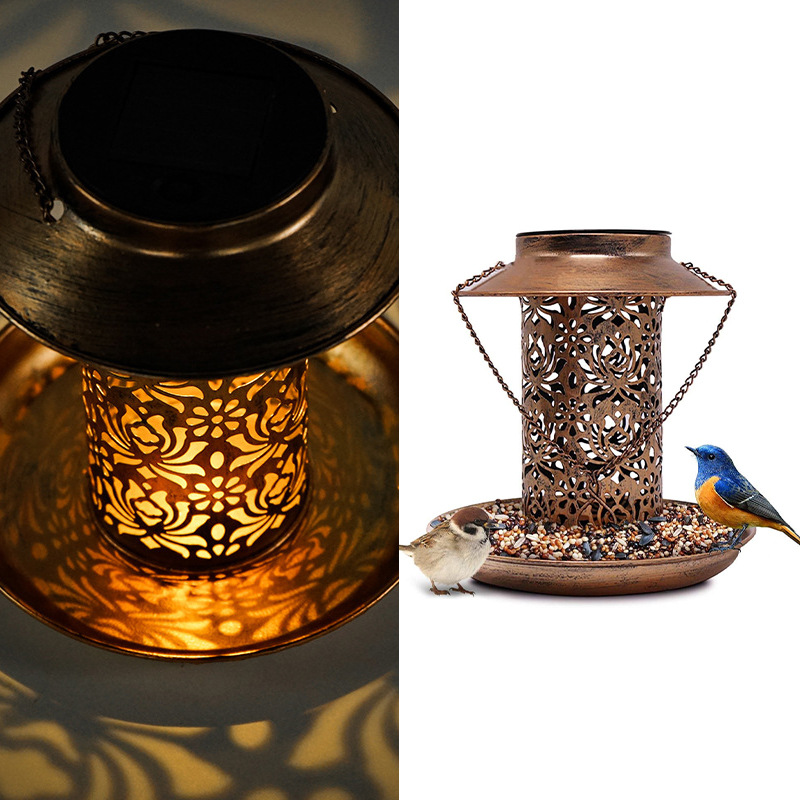 태양열 새 모이통 금속 야외용 걸이식 새집 조명 포함  - Outdoor Lighting Decor Ideas 리뷰 및 가격