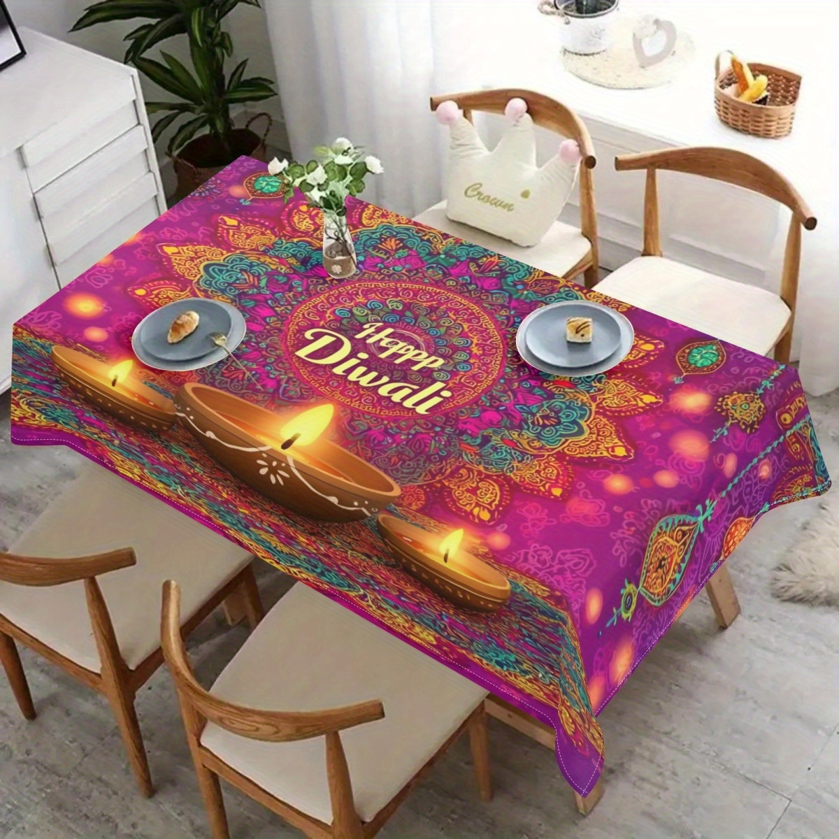 행복한 디왈리 조명 축제 직사각형 테이블보 테이블 장식 - Lighting Decoration For Diwali 리뷰 및 가격