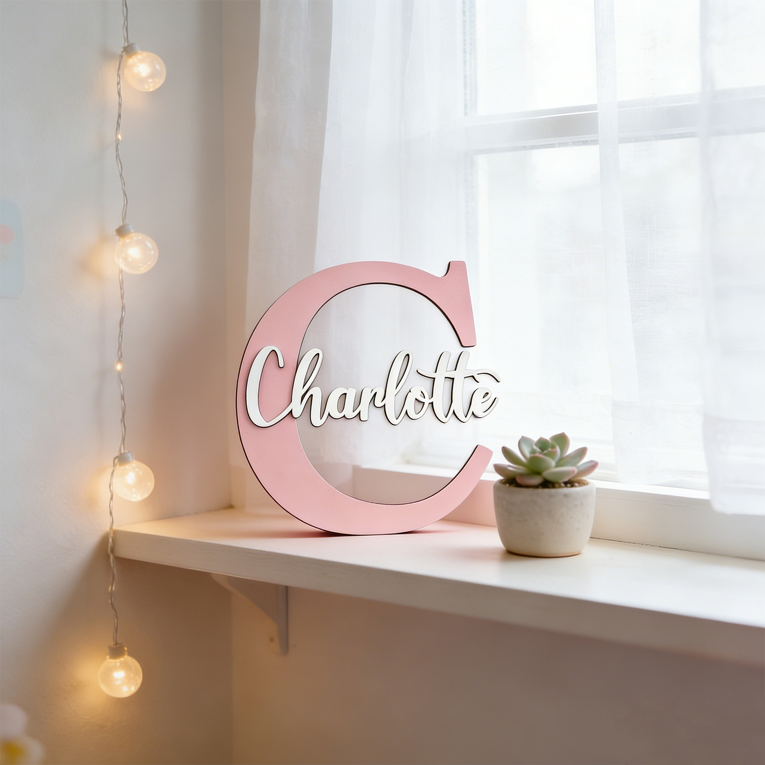 1개 맞춤 제작 2중 레이어 연보라색 이니셜 나무 이름 - Lighting Decor For Wedding 리뷰 및 가격