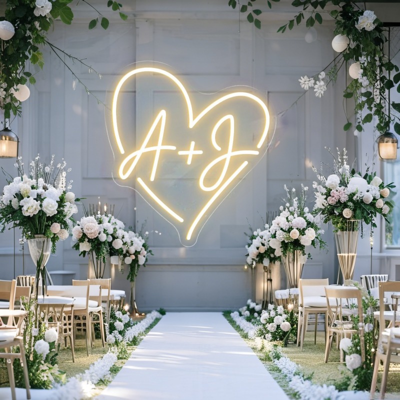 맞춤 이니셜 하트 LED 네온사인, 웨딩 파티 배경 홈 - Lighting Decor For Wedding 리뷰 및 가격