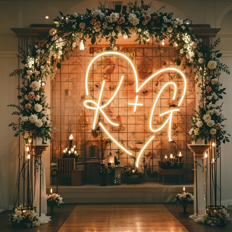 맞춤 이니셜 하트 LED 네온사인, 웨딩 파티 배경 홈 - Lighting Decor For Wedding 리뷰 및 가격