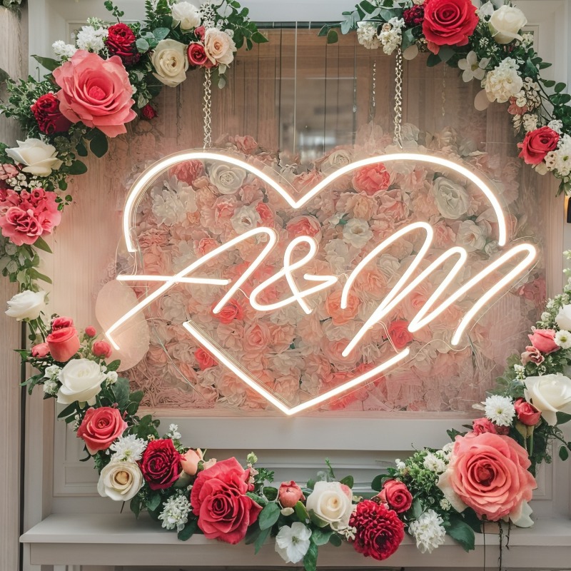 맞춤 이니셜 하트 LED 네온사인, 웨딩 파티 배경 홈 - Lighting Decor For Wedding 리뷰 및 가격