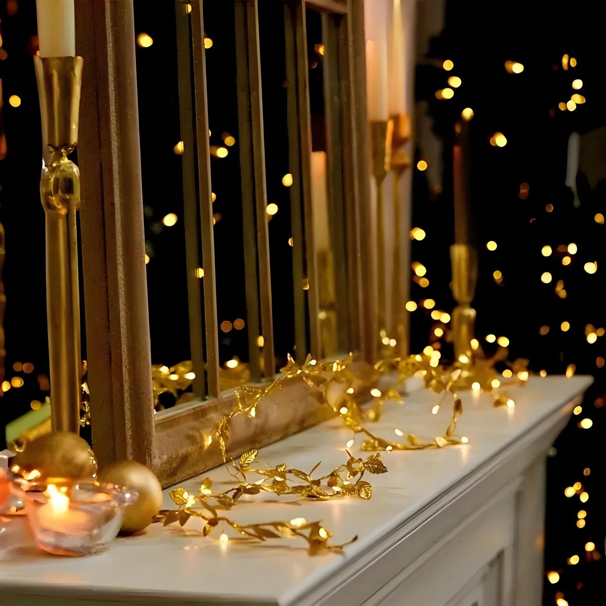 LED 로맨틱 골든 리프 페어리 라이트 - (20 LE - Lighting Decoration For Diwali 리뷰 및 가격