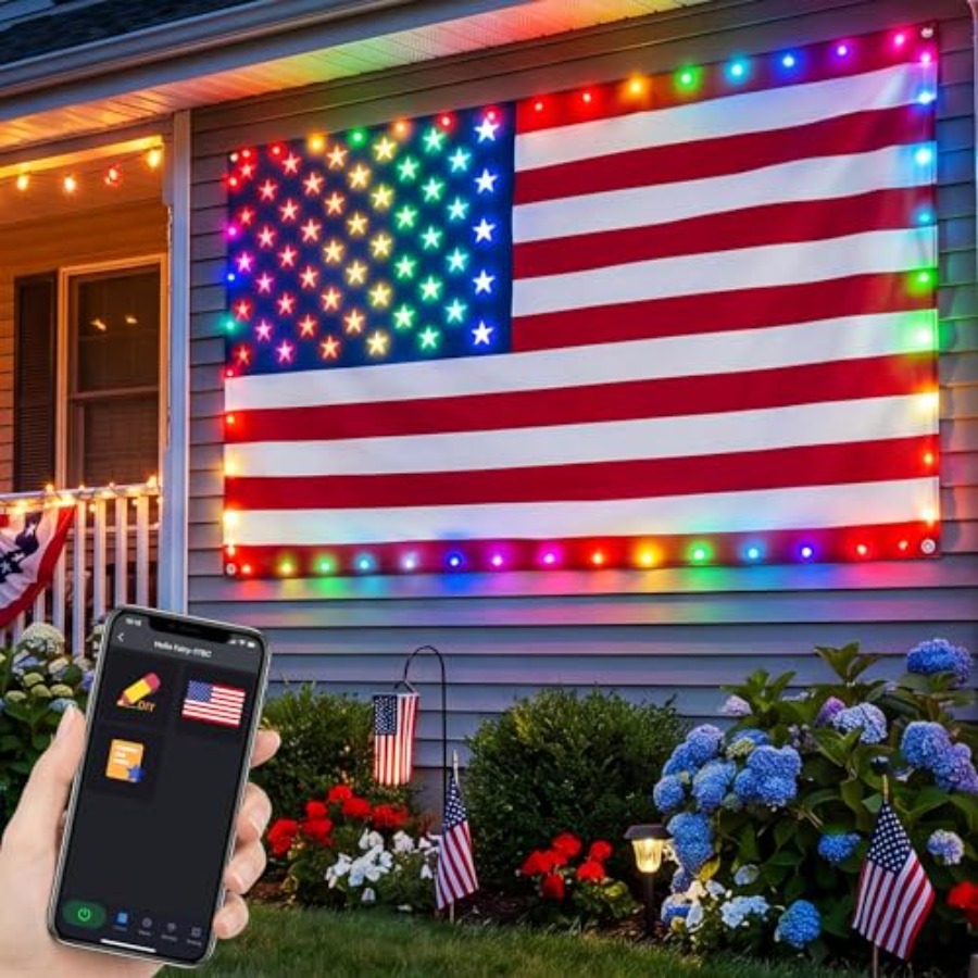 스마트 조명 미국 국기 3x5피트, 앱 제어 7월 4일 - Up Lighting Decor 리뷰 및 가격
