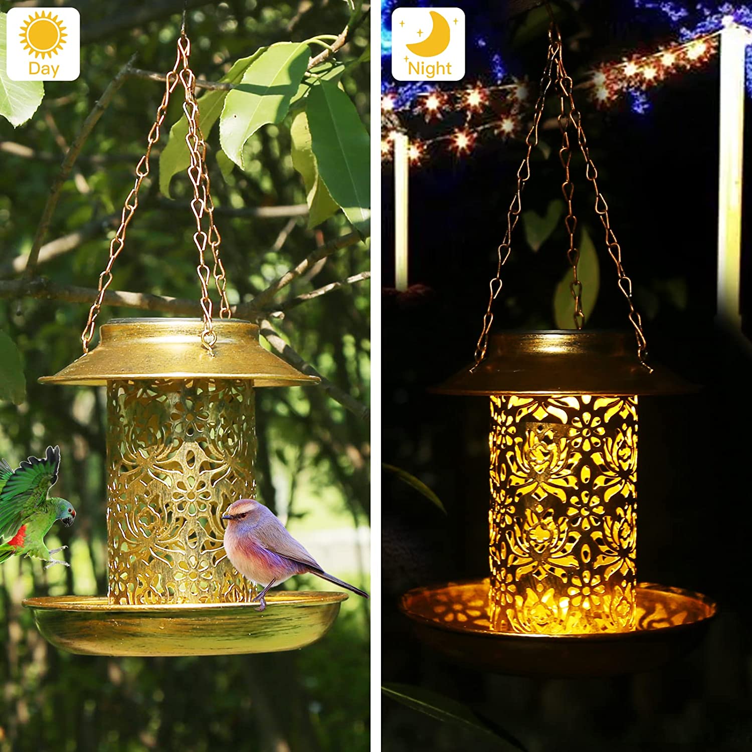 태양 조류 피더 금속 야외 조류 애호가를위한 가벼운 선 - Outdoor Lighting Decor Ideas 리뷰 및 가격