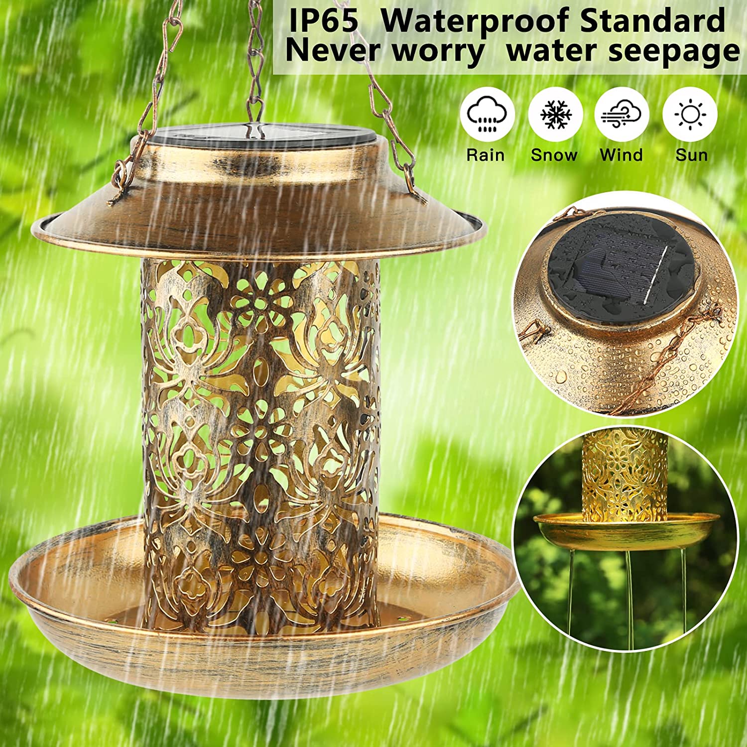 태양 조류 피더 금속 야외 조류 애호가를위한 가벼운 선 - Outdoor Lighting Decor Ideas 리뷰 및 가격