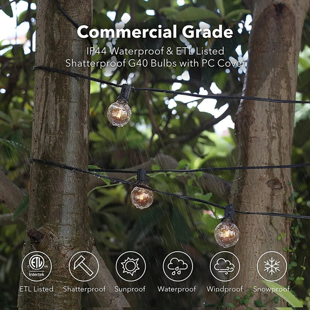 8M/15M G40 글로브 스트링 라이트 25개 투명  - String Light Outdoor 리뷰 및 가격