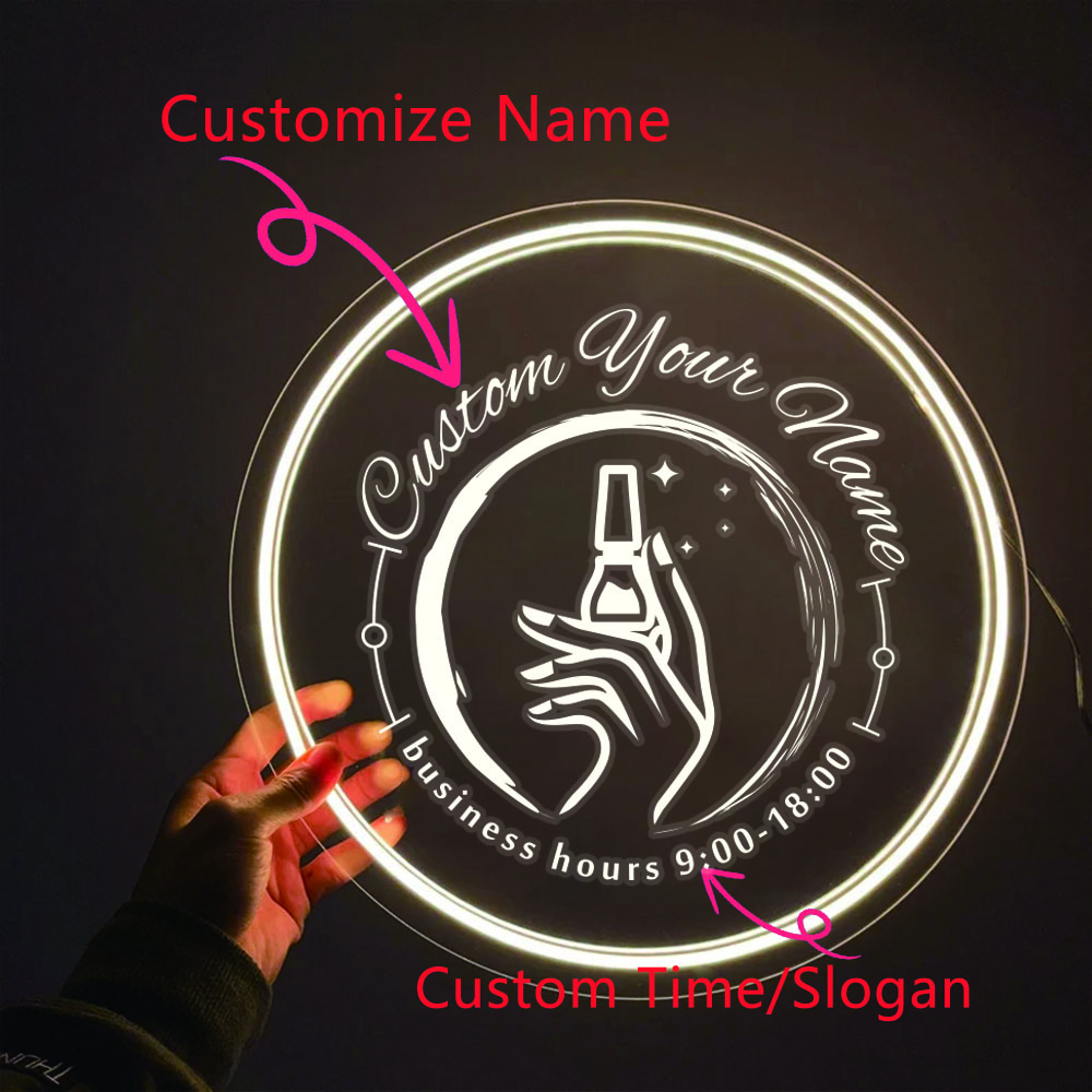 1PC 원형 네일아트 테마 개인 맞춤 텍스트 USB 전 - Lighting Decor For Wedding 리뷰 및 가격